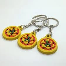 Bespoke 2D Pizza Food PVC Rubber Keyring
