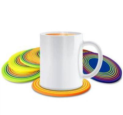 Värviline ümmargune silikoonist kohvitassimatt