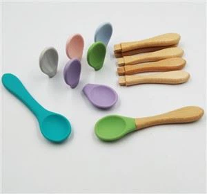 Uus Lapse turvalisus Silikoonist beebi toitmine lusikas supp lusikas puust lusikas